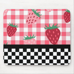 Grillige Aardbeien en Schaakbord  Muismat