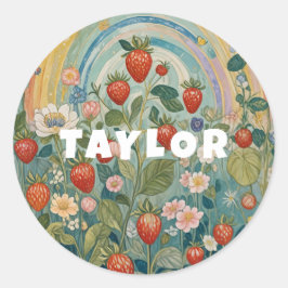 grillige aardbeienvlek ronde sticker