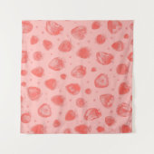 grillige aardbeimotief op roze wandkleed (Voorkant (horizontaal))