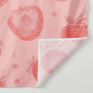 grillige aardbeimotief op roze wandkleed