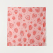 grillige aardbeimotief op roze wandkleed (Voorkant)