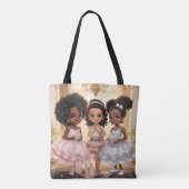 grillige afrikaans amerikaanse meisjes thee party tote bag (Achterkant)
