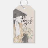 Grillige afstudeerhoed met strik en parels script cadeaulabel (Voorkant)