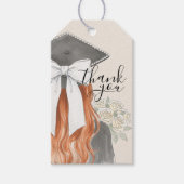 Grillige afstudeerhoed met strik en parels script cadeaulabel (Voorkant)
