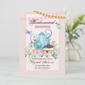 Grillige Afternoon Tea Bruidsmeisjes Brunch Lunch Kaart (Staand voorkant)