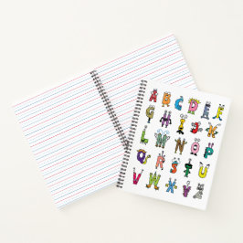 Grillige Alfabetwezens | Kinderen ABC Spiraal Notitieboek