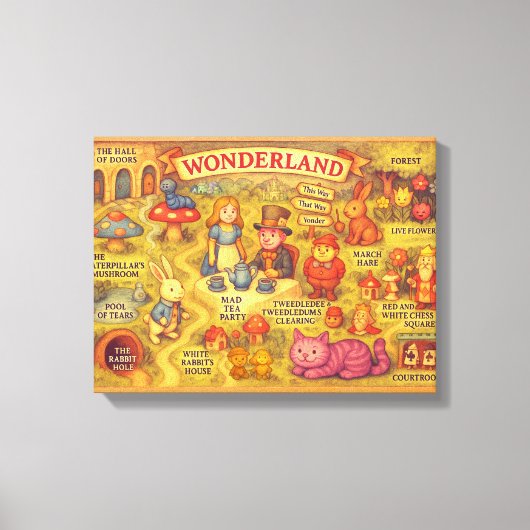 Grillige Alice in Wonderland Kaart Canvas Afdruk (Voorkant)
