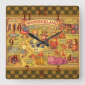 Grillige Alice in Wonderland Kaart Vierkante Klok (Voorkant)
