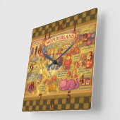 Grillige Alice in Wonderland Kaart Vierkante Klok (Hoek)