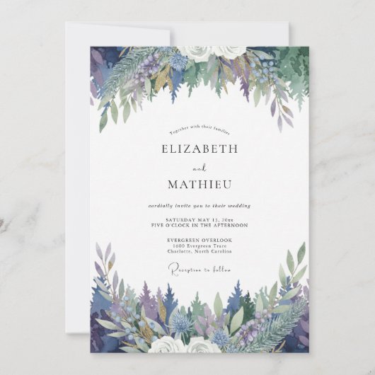 Grillige Amethyst Wisteria Bruiloft Kaart (Voorkant)