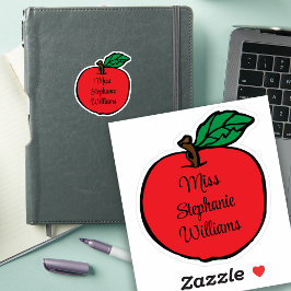 Grillige Apple Onderwijs Naam Uitknip Sticker