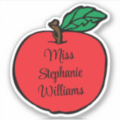 Grillige Apple Onderwijs Naam Uitknip Sticker (Voorkant)
