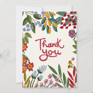 grillige aquarel bloemenbedankkaart bedankkaart