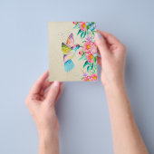 Grillige aquarel kolibrie en bloemen flyer (Hand)