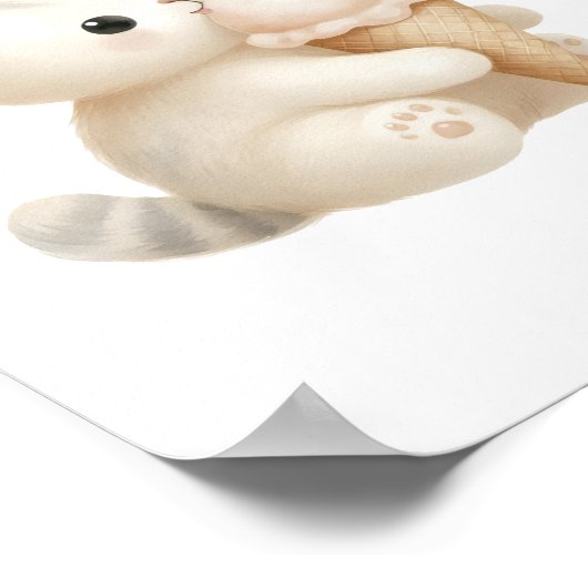 Grillige Aquarel Schattig Katje dat Ijs Eet Poster (Hoek)