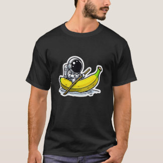 Grillige astronaut roeit een bananacartoon t-shirt