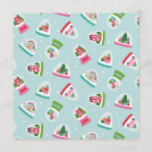 Grillige auto met kerstcadeaus in turquoise kaart (Achterkant)