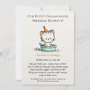 Grillige Baby Kitty Verjaardagsuitnodiging Kaart