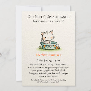 Grillige Baby Kitty Verjaardagsuitnodiging Kaart