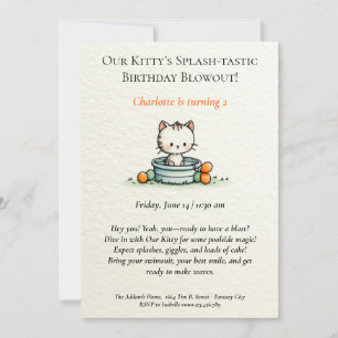 Grillige Baby Kitty Verjaardagsuitnodiging Kaart