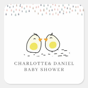 Grillige Babykuikens Baby Shower Vierkante Sticker