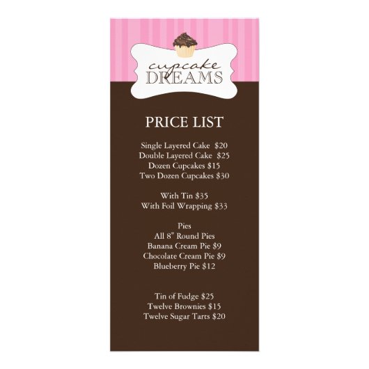 grillige bakkerij prijslijst reclamekaart (Voorkant)