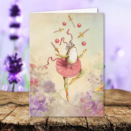  grillige balancing frog verlate verjaardag kaart