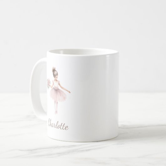 grillige ballerina bloemige Kind naam Koffiemok (Voorkant links)