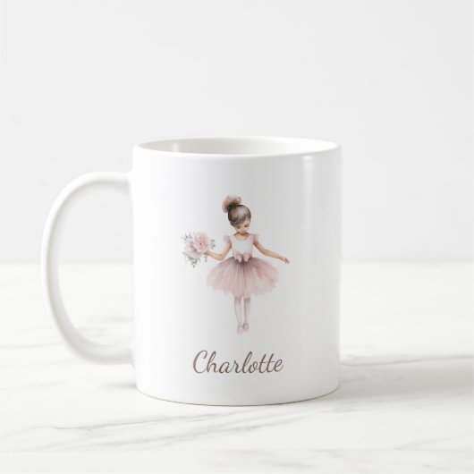 grillige ballerina bloemige Kind naam Koffiemok (Links)