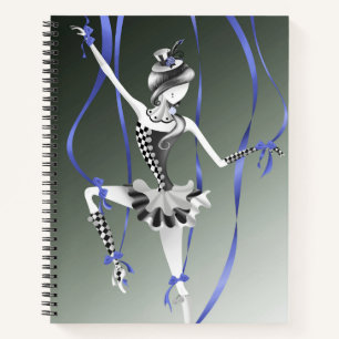 Grillige Ballerina Pop Blauwe Lint Notitieboek