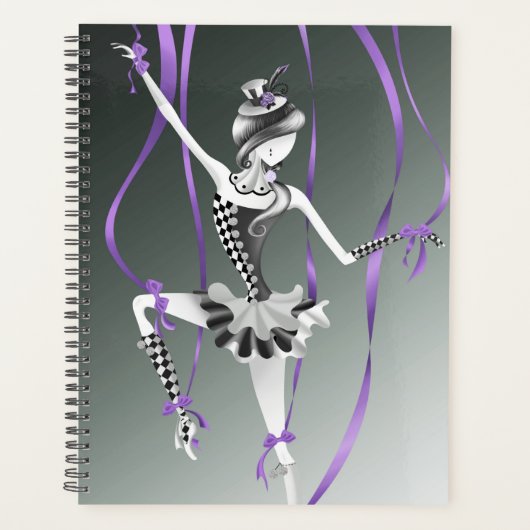 Grillige Ballerina Pop Purple Lint Planner (Voorkant)