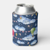 Grillige ballonnen: Waterverf wolkenpatroon Blikjeskoeler (Blikje Voorkant)