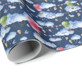 Grillige ballonnen: Waterverf wolkenpatroon Cadeaupapier (Rol Hoek)