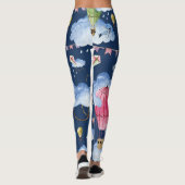 Grillige ballonnen: Waterverf wolkenpatroon Leggings (Achterkant)
