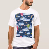 Grillige ballonnen: Waterverf wolkenpatroon T-shirt (Voorkant)