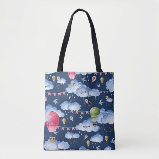 Grillige ballonnen: Waterverf wolkenpatroon Tote Bag (Voorkant)