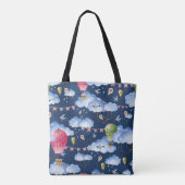 Grillige ballonnen: Waterverf wolkenpatroon Tote Bag (Achterkant)