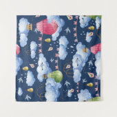 Grillige ballonnen: Waterverf wolkenpatroon Wandkleed (Voorkant (horizontaal))