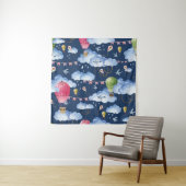 Grillige ballonnen: Waterverf wolkenpatroon Wandkleed (In situ)