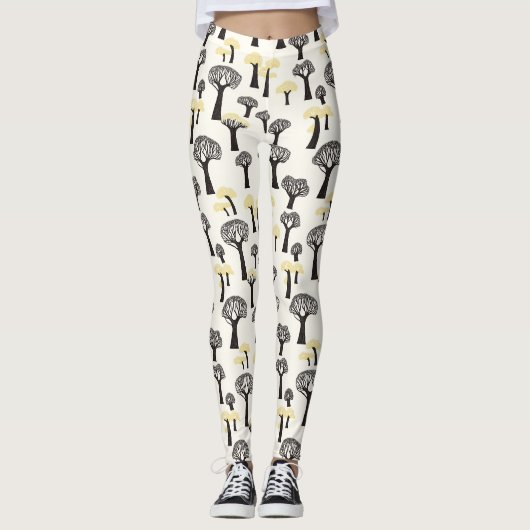 Grillige Baobab Boom Patroon Leggings (Voorkant)