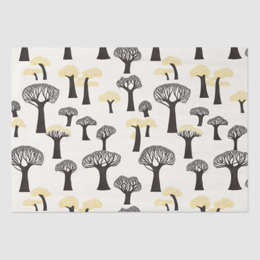Grillige Baobab Boom Patroon Tissuepapier (Voorkant)