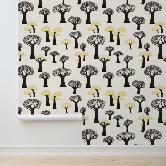 Grillige Baobabboompatroon Behang (Applicatie)