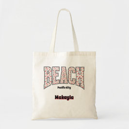 Grillige BEACH Rode Kersen Varsity Letters Tote Bag