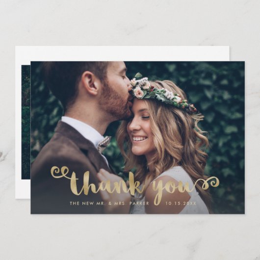 grillige Bedankt | Trouwfoto en gouden script (Voorkant / Achterkant)