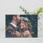 grillige Bedankt | Trouwfoto Roos Gold Script (Staand voorkant)