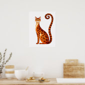 Grillige Bengaalse Kat Aquarel Poster (Keuken)