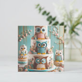 GRILLIGE BIG EYE UIL THEMA VERJAARDAGSTAART KAART (Staand voorkant)