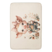 Grillige Biggetje in Pastel Overall Perzik Badmat (Voorkant Verticaal)