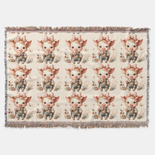Grillige Biggetje in Pastel Overall Perzik Deken
