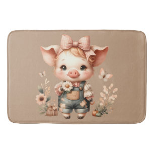Grillige Biggetje in Pastel Overalls Bruin Badmat